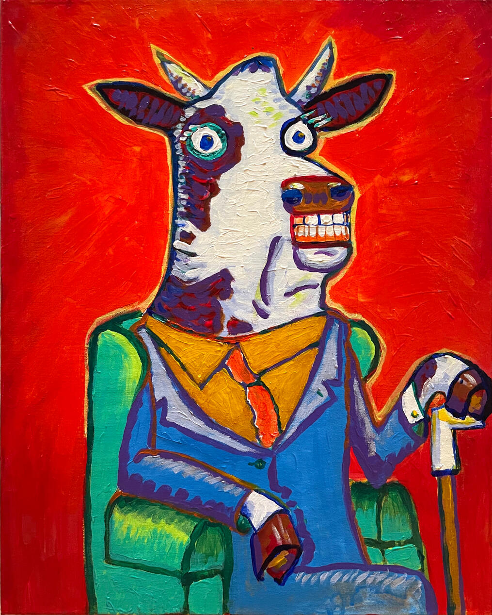 Green Chair Cow
